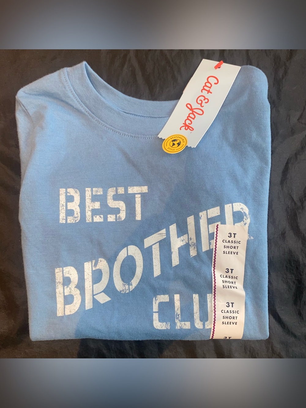 Cat & Jack Light Blue "Best Brother Club" Short Sleeve Tee - Picture 7 of 7